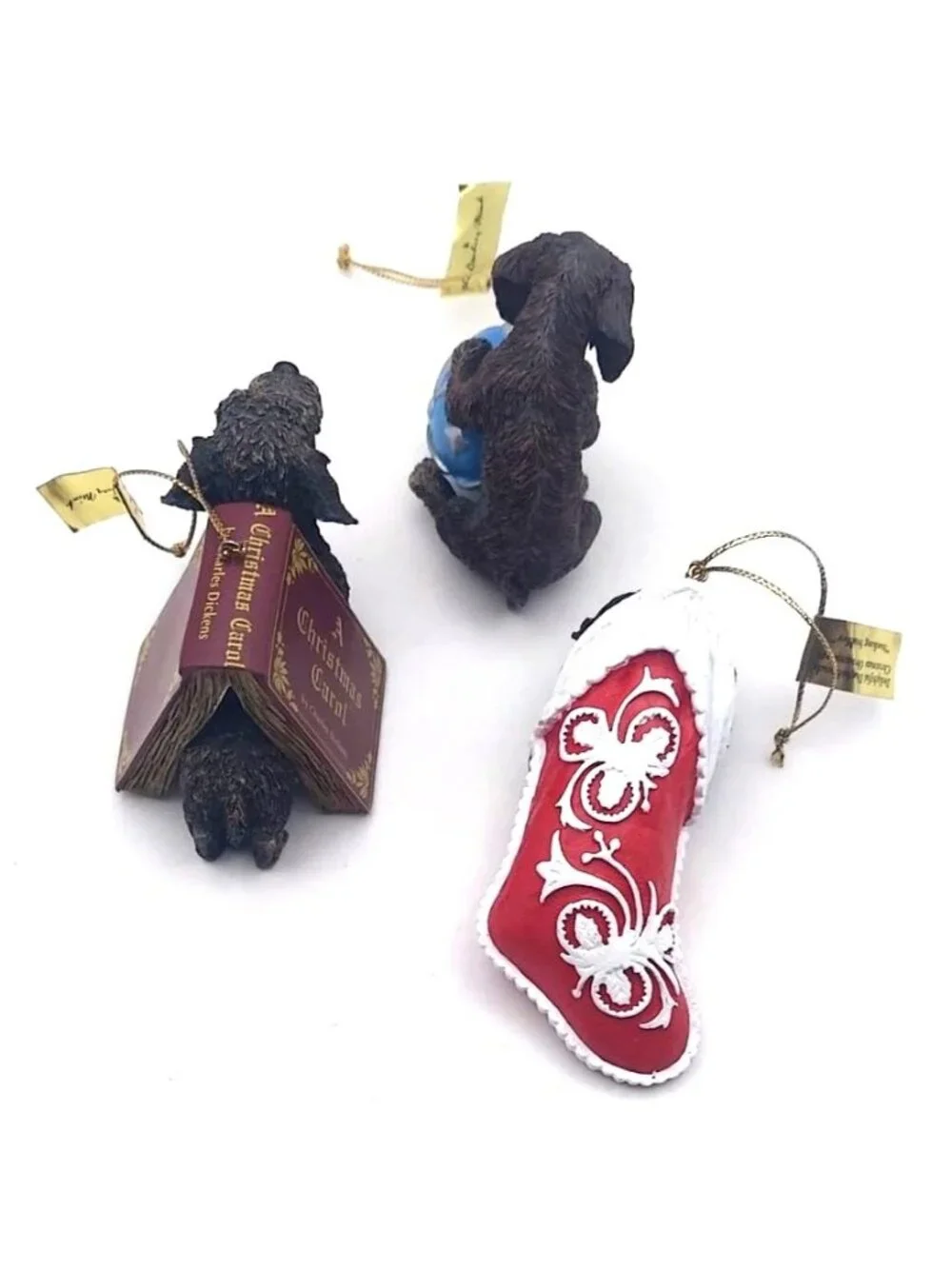 Danbury Mint Delightful Dachshunds Dog Christmas Ornaments Set of 3 Original Box
